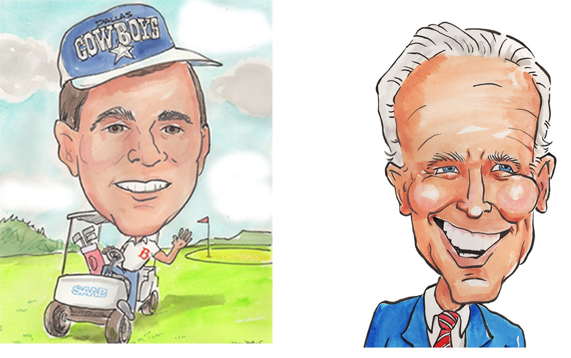 Biden and golfer drawings