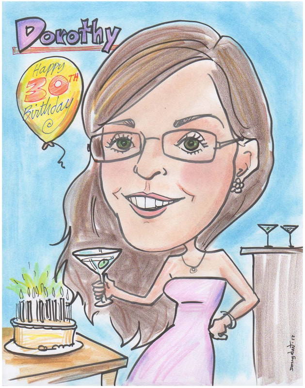 Birthday girl caricature