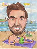 Man on beach caricature